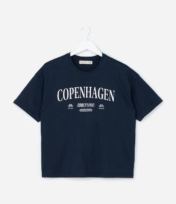 Camiseta Infantil com Lettering Copenhagen - Tam 5 a 14 Anos