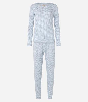 Pijama Longo com Estampa Repetição e Botões