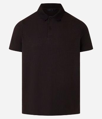 Camisa Slim com Gola Polo e Textura Canelada