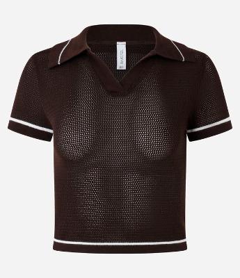 Blusa em Tricô com Gola Polo e Detalhe Contrastante