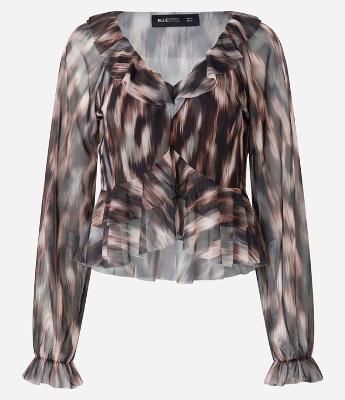 Blusa Bata em Tule Bicolor com Babados
