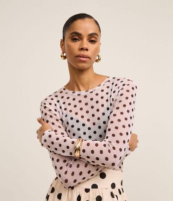 Blusa em Tule com Estampa Poá