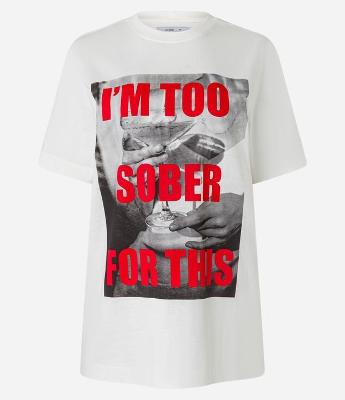 Camiseta Regular em Algodão com Estampa Im Too Sober For This
