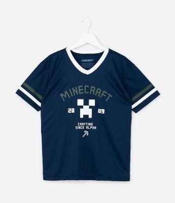 Camiseta Esportiva Infantil com Estampa Minecraft - Tam 5 a 14 Anos