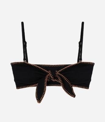 Biquini Top Bandeau em Microfibra com Pesponto Contrastante Texturizado