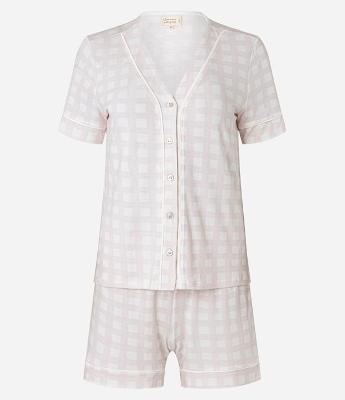Pijama Short Doll em Viscose com Estampa Xadrez Vichy