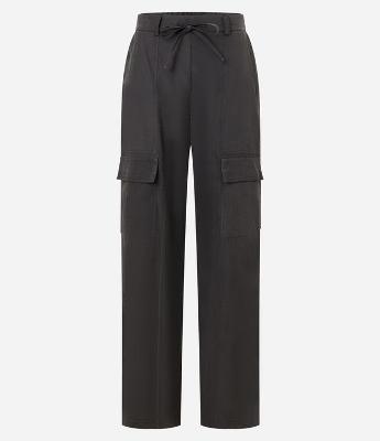 Calça Wide Leg em Cupro com Pespontos