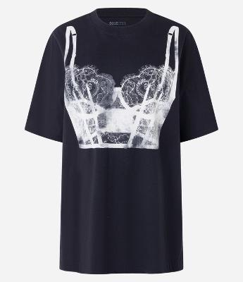 Camiseta Oversized em Algodão com Estampa de Corset
