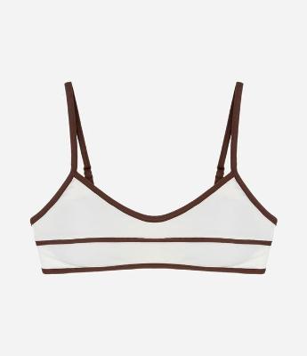 Biquíni Top Camisetinha em Microfibra Texturizada com Viés Contrastante
