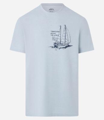 Camiseta Comfort em Algodão com Estampa de Barco e Lettering