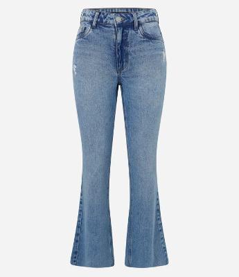 Calça Cropped Flare em Jeans