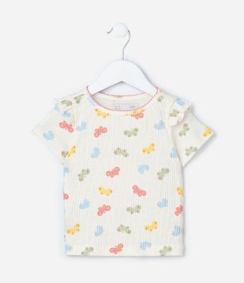 Blusa Infantil com Babadinho e Estampa Borboletas - Tam 1 a 6 Anos