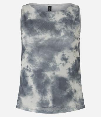 Blusa em Tule com Costas Abertas e Estampa Manchada