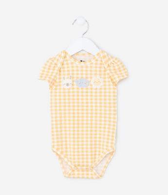 Body Infantil com Estampa Bichinhos Xadrez - Tam RN a 18 meses