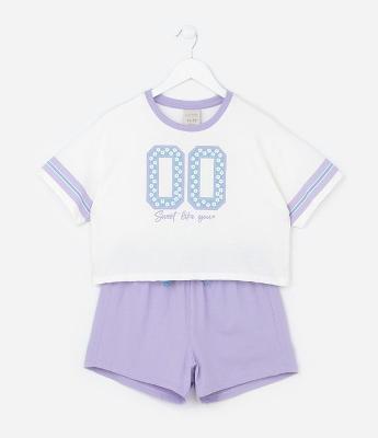 Pijama Athleisure com Listras e Florzinhas - Tam 7 A 16 Anos