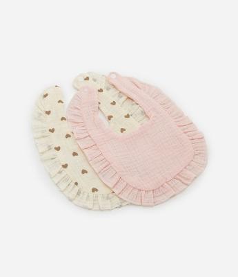 Kit 02 Babadores Infantis com Estampa Corações - Tam Único