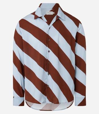 Camisa Comfort em Tricoline com Listras Largas