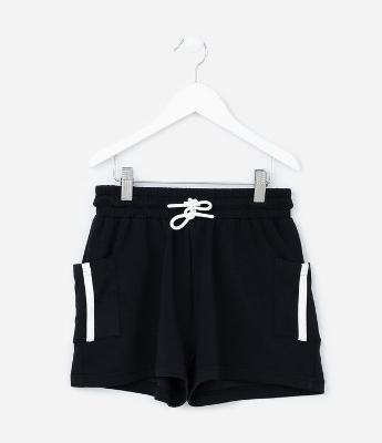 Short Infantil em Moletom com Bolsos - Tam 5 a 14 Anos