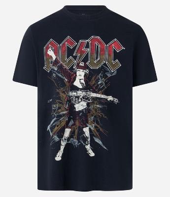 Camiseta Comfort em Algodão com Estampa ACDC e Lettering