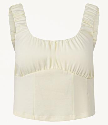 Blusa Corset em Cotton com Franzidos e Alça Larga