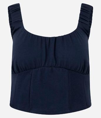 Blusa Corset em Cotton com Franzidos e Alça Larga