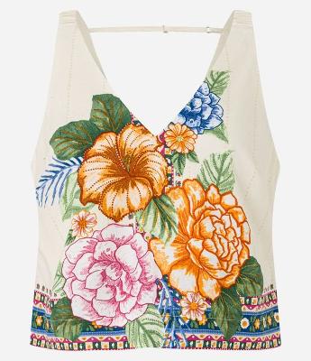 Blusa em Viscose Twill Floral com Elastico e Alca Quadradinha