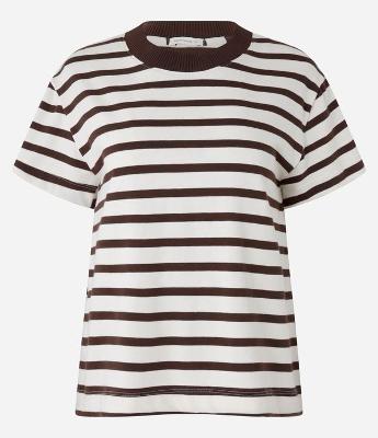 Blusa Listrada em Algodão com Gola Contrastante