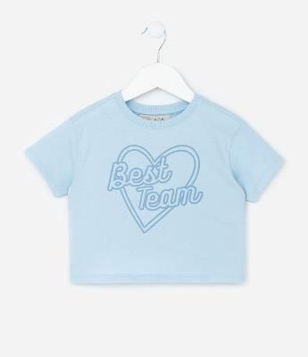 Blusa Infantil com Estampa de Coração e Lettering - Tam 1 A 5 Anos