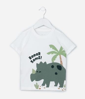 Camiseta Infantil com Estampa Texturizada Dino - Tam 1 a 6 Anos