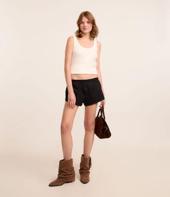 Short Boxer em Tricoline com Elástico na Cintura
