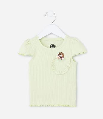 Blusa Canelada com Bolsinho e Bordado Skye - Tam 1 A 5 Anos