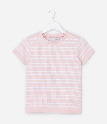 Camiseta Infantil Seamless com Estampa Listrada - Tam 5 a 14 Anos