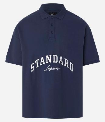 Camisa Polo Boxy em Algodão com Bordado Lettering e Cava Deslocada