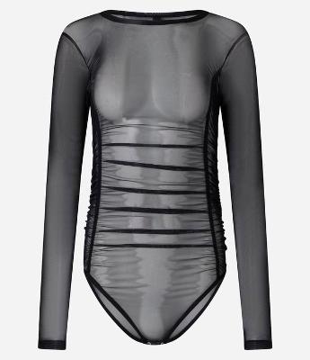 Body em Tule Texturizado com Franzidos