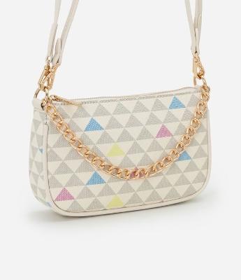 Bolsa Baguete Pequena com Detalhe de Corrente