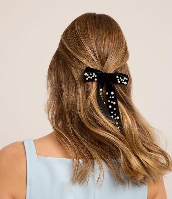Presilha de Cabelo de Laço com Pérolas Artificiais