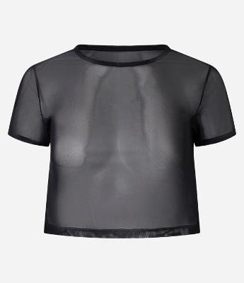 Camiseta Cropped Esportiva em Tule