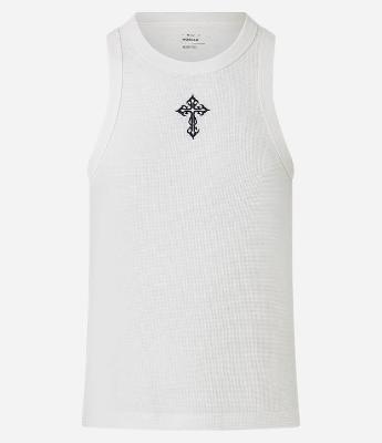 Regata Muscle em Algodão com Bordado de Criz Texturizada