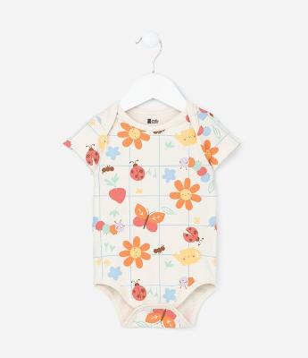 Body Infantil com Estampa Bichinhos e Florzinhas - Tam RN a 18 meses