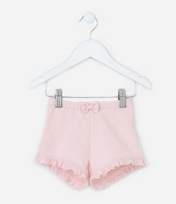 Short Infantil com Babadinhos e Laço - Tam 0 a 18 meses