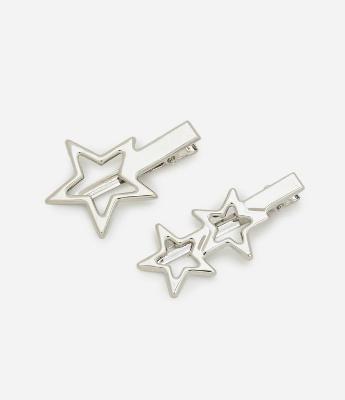 Kit 02 Presilhas de Cabelo com Estrelas Vazadas
