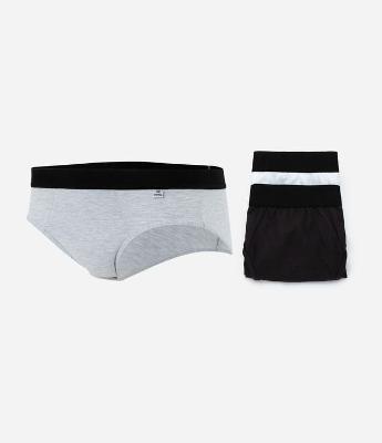 Kit 03 Cuecas Slip em Algodão com Elástico Aparente Del Rio