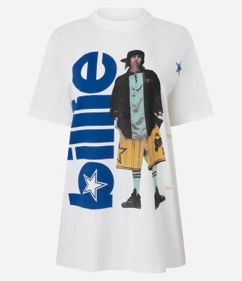 Camiseta Alongada em Algodão com Estampa Billie Eilish
