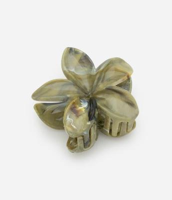 Piranha de Cabelo com Efeito Marmorizado em Forma de Flor Jasmin