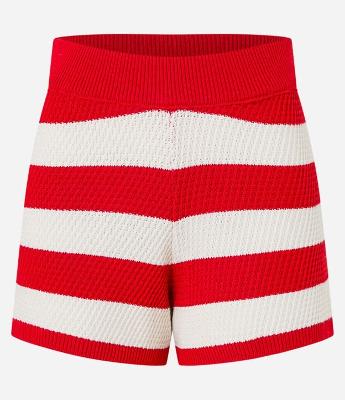 Short Curto e Listrado em Tricô