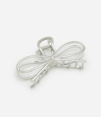 Piranha de Cabelo em Metal com Forma de Laço Vazado
