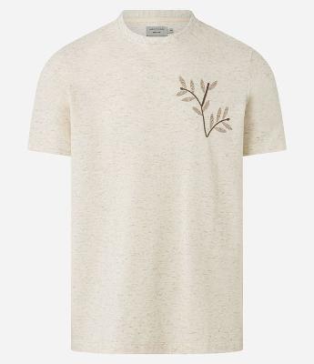 Camiseta Regular em Algodão com Bordado Floral