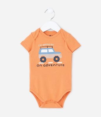 Body Infantil com Estampa Carro de Trilha - Tam 0 a 18 meses