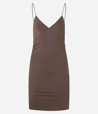 Vestido Curto em Jersey com Decote Transpassado