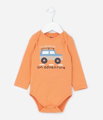 Body Infantil com Estampa Carro de Trilha - Tam 0 a 18 meses